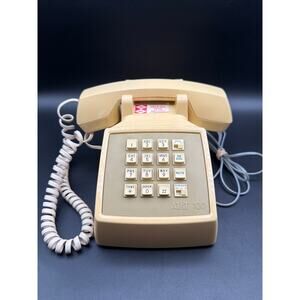 Vintage AT&T 100 Push Button Desk Telephone Beige Touch Tone Landline Phone